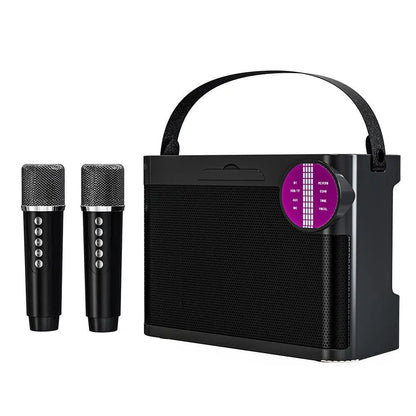 Portable Bluetooth 5.3 Speaker with 2 Wireless Microphones Home Karaoke Speaker Machine Black Kemu |Fashion Home Kitchen Beauty