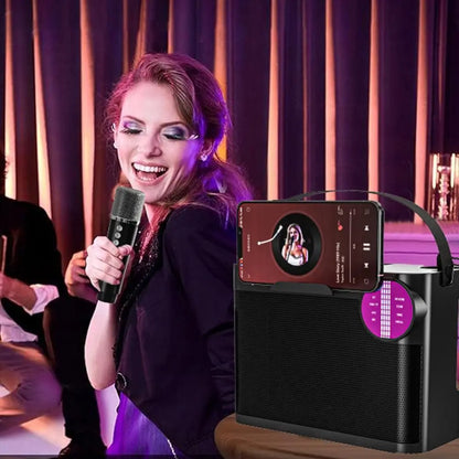 Portable Bluetooth 5.3 Speaker with 2 Wireless Microphones Home Karaoke Speaker Machine Black Kemu |Fashion Home Kitchen Beauty