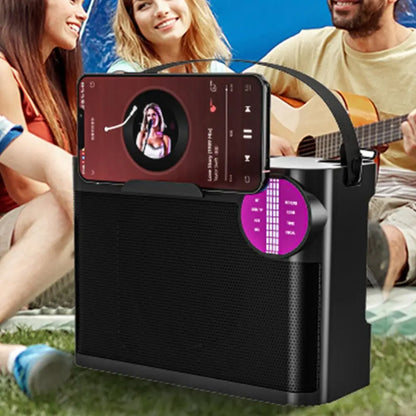 Portable Bluetooth 5.3 Speaker with 2 Wireless Microphones Home Karaoke Speaker Machine Black Kemu |Fashion Home Kitchen Beauty