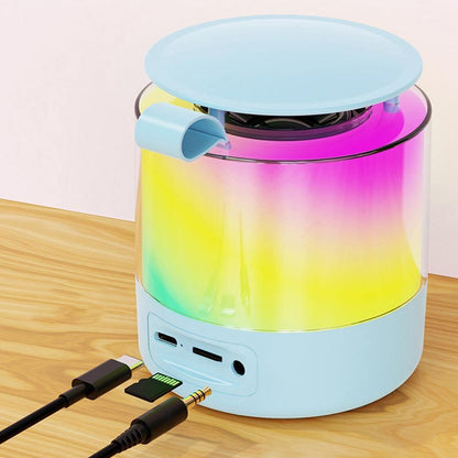 Bluetooth Karaoke Machine with 2 Wireless Microphones Mini Singing Speaker with Colorful Light Blue Kemu |Fashion Home Kitchen Beauty