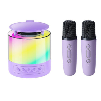 Bluetooth Karaoke Machine with 2 Wireless Microphones Mini Singing Speaker with Colorful Light Blue Kemu |Fashion Home Kitchen Beauty