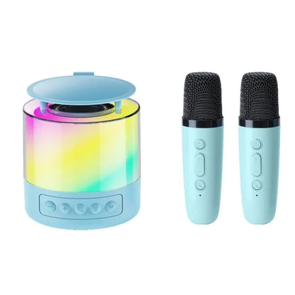 Bluetooth Karaoke Machine with 2 Wireless Microphones Mini Singing Speaker with Colorful Light Pink Kemu |Fashion Home Kitchen Beauty