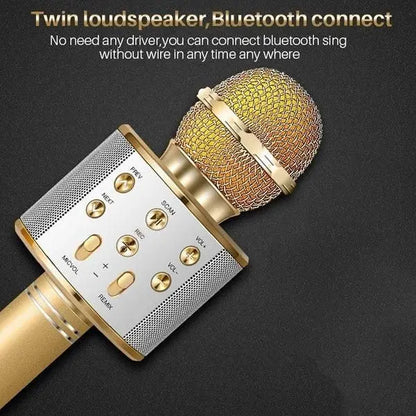 Handheld Wireless Bluetooth Microphone with Speaker for IOS Android Phone Computer 1800mAh Battery Gold Kemu |Fashion Home Kitchen Beauty