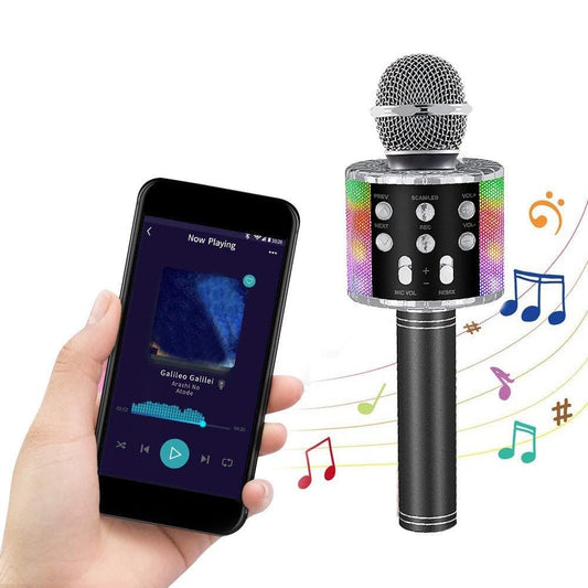 Portable Bluetooth Wireless Karaoke Microphone with LED Lights Black Kemu |Fashion Home Kitchen Beauty