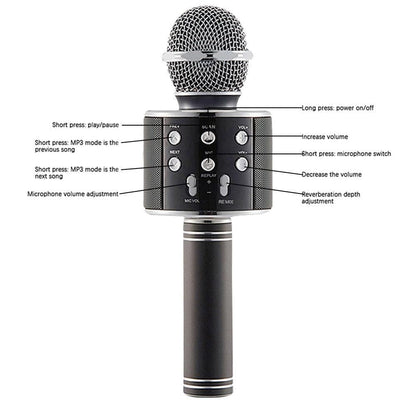 Portable Bluetooth Wireless Karaoke Microphone with LED Lights Black Kemu |Fashion Home Kitchen Beauty