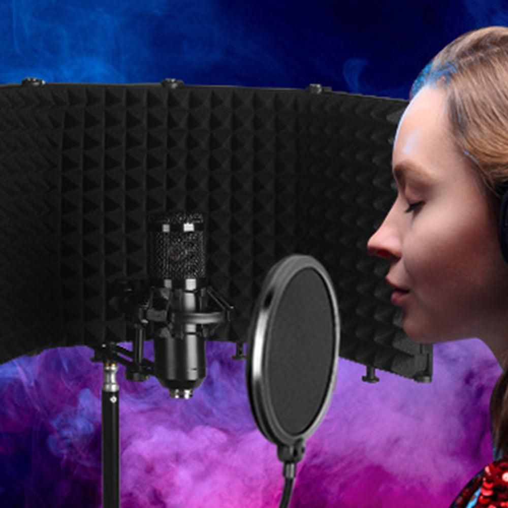 5-Panel Microphone Isolation Shield Studio Mic Sound Absorbing Foam Kemu |Fashion Home Kitchen Beauty