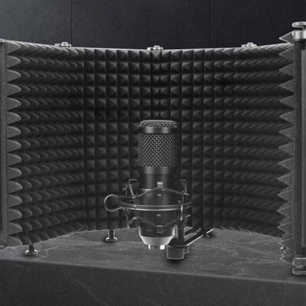 5-Panel Microphone Isolation Shield Studio Mic Sound Absorbing Foam Kemu |Fashion Home Kitchen Beauty