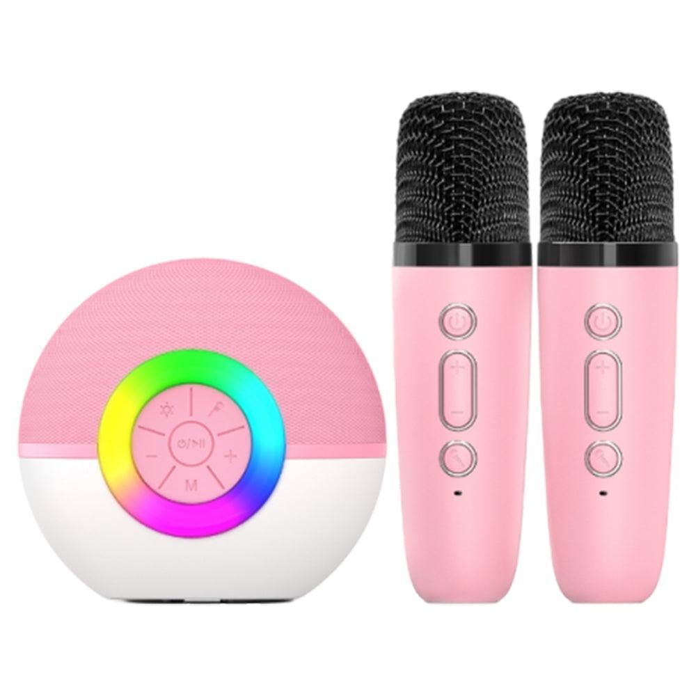 Portable Karaoke Microphone Machine Mini Bluetooth Speaker with 2 Wireless Mics Pink Kemu |Fashion Home Kitchen Beauty