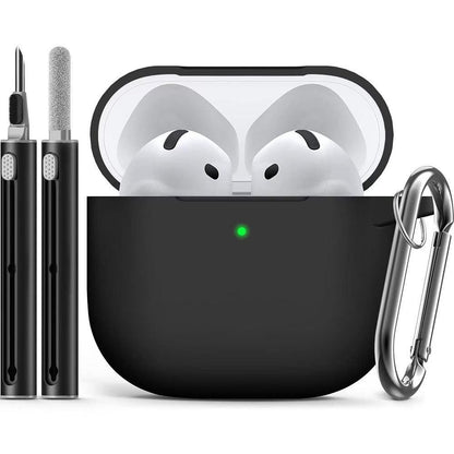 Compatible with Apple Airpods 4 Silicone Full Case Keychain and Cleaner Kit White Kemu |Fashion Home Kitchen Beauty