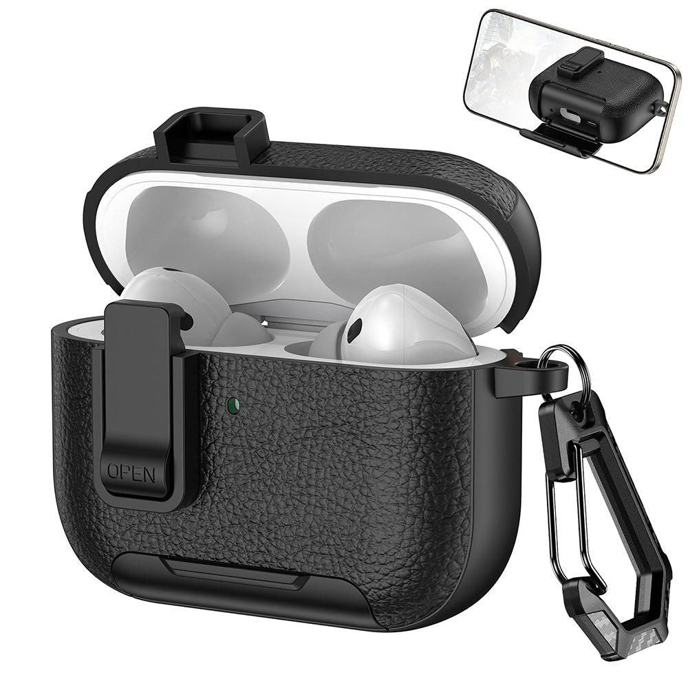 Protective Case Compatible With AirPods Pro 3 Shockproof Cover with Keychain Hook Black