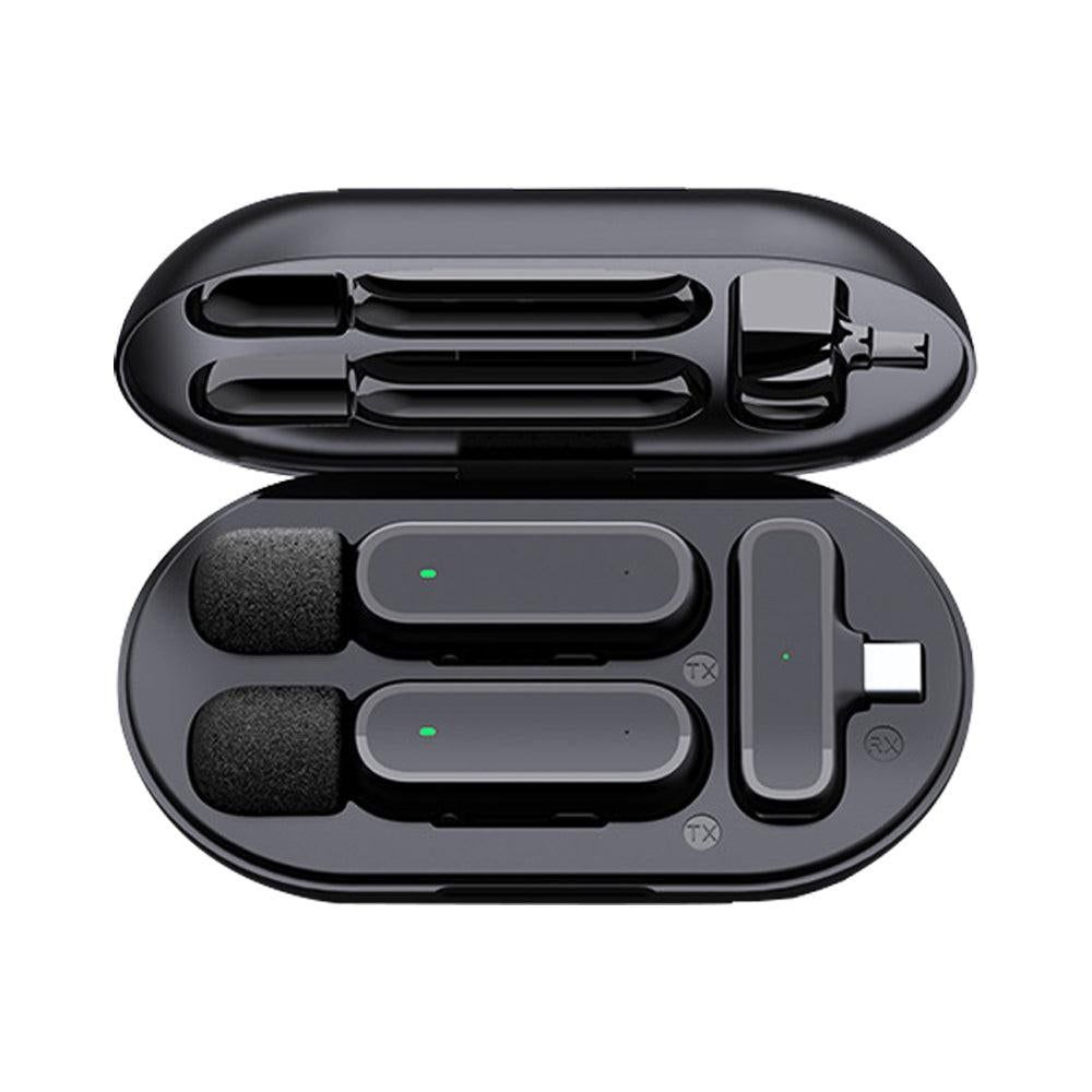 2-in-1 Wireless Lavalier Microphone Rechargeable Plug-Play Clip on Lapel Mic for Live Streaming Recording Vlog