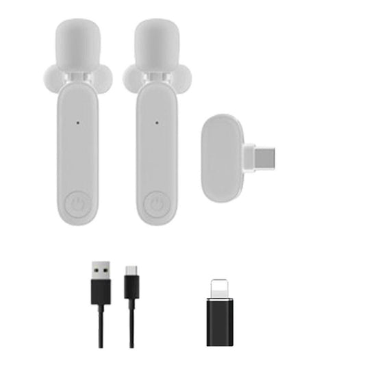 2.4G Wireless Lavalier Microphone Plug and Play Mic for Android iPhone iPad Vlog Live Stream White
