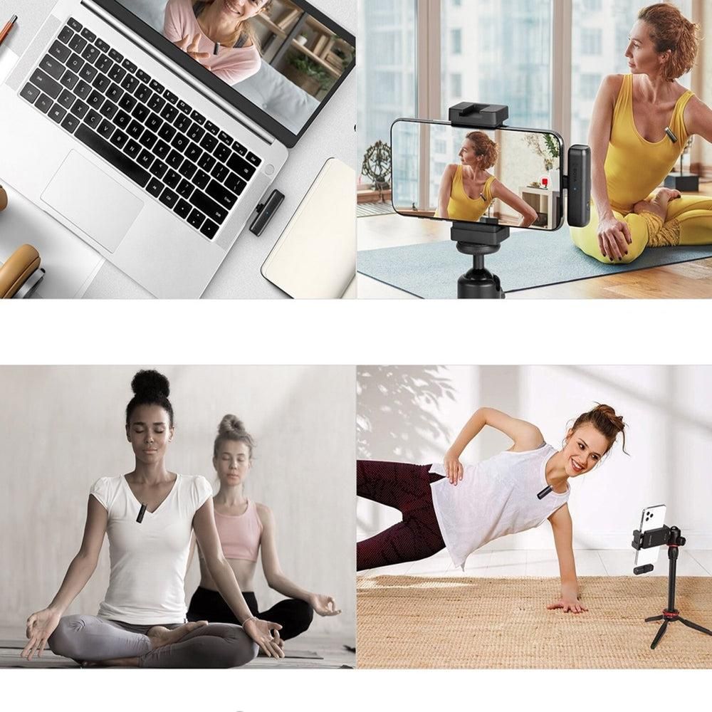 2.4G Wireless Lavalier Microphone Plug and Play Mic for Android iPhone iPad Vlog Live Stream White