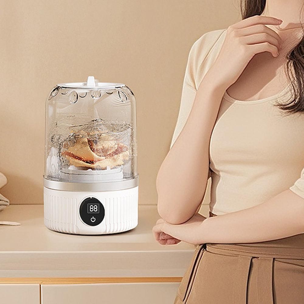 Mini Portable Washing Machine Rechargeable Small Clothes Washer for Travel Use White