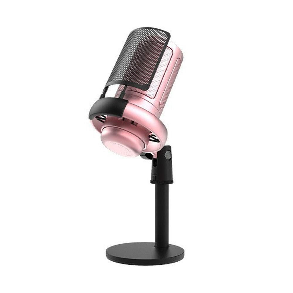 USB Condenser Gaming Microphone with RGB Lighting Adjustable Stand for Recording Streaming Black