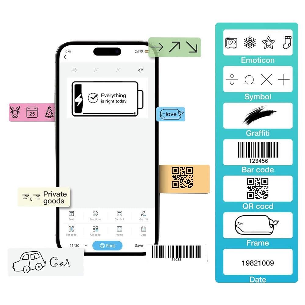 Portale Label Printer Wireless Bluetooth Label Maker Machine with Label Paper Green