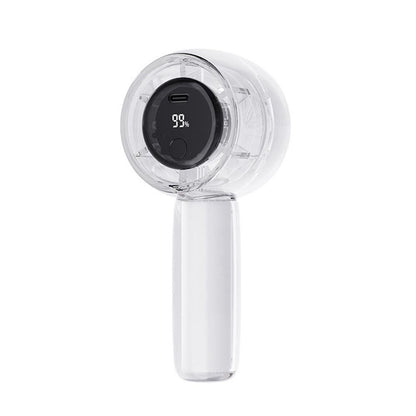 Mini Transparent Handheld Fan with LED Color Display and Rechargeable Battery Gray
