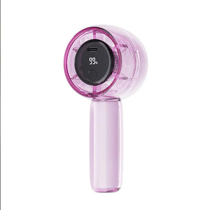 Mini Transparent Handheld Fan with LED Color Display and Rechargeable Battery Gray