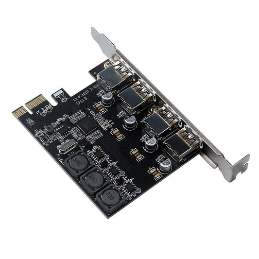 Four Ports USB 3.0 Super Fast 5Gbps PCI-E Expansion Card PCI Express Adapter Converter Card 6A Power Supply Module For Desktop PC