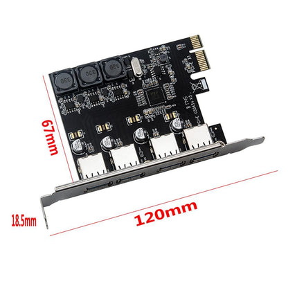 Four Ports USB 3.0 Super Fast 5Gbps PCI-E Expansion Card PCI Express Adapter Converter Card 6A Power Supply Module For Desktop PC