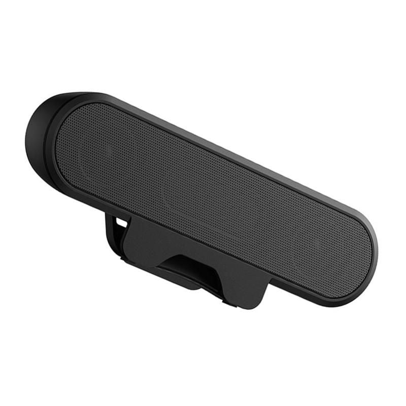 USB Wired Computer Speaker, HD Stereo Sound with Volume Control, Clamp-on Design, Black