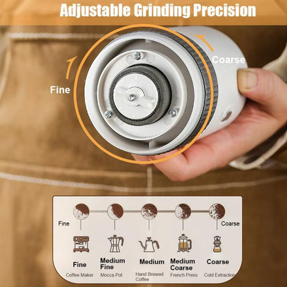 1pc Portable Electric Burr Coffee Grinder Grey 18.8cm 13W USB Rechargeable Kemu |Fashion Home Kitchen Beauty