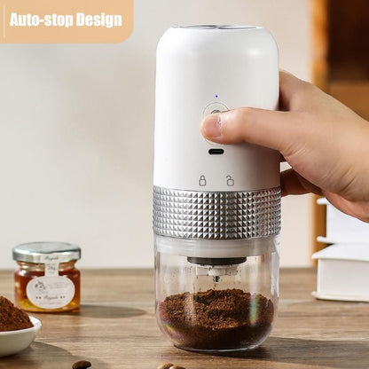 1pc Portable Electric Burr Coffee Grinder Grey 18.8cm 13W USB Rechargeable Kemu |Fashion Home Kitchen Beauty