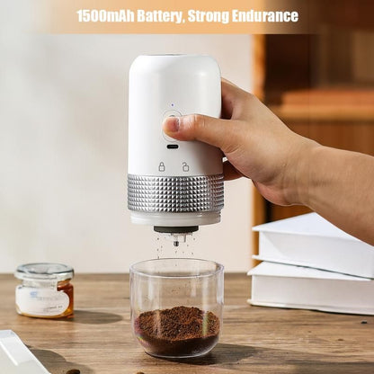 1pc Portable Electric Burr Coffee Grinder Grey 18.8cm 13W USB Rechargeable Kemu |Fashion Home Kitchen Beauty
