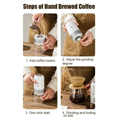 1pc Portable Electric Burr Coffee Grinder Grey 18.8cm 13W USB Rechargeable Kemu |Fashion Home Kitchen Beauty