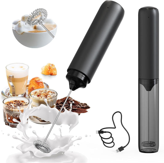 Electric Rechargeable Milk Mixer Handheld Frother USB Charging Black 1pc Kemu |Fashion Home Kitchen Beauty