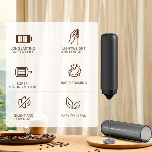 Electric Rechargeable Milk Mixer Handheld Frother USB Charging Black 1pc Kemu |Fashion Home Kitchen Beauty
