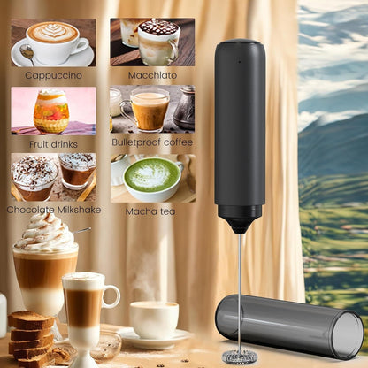 Electric Rechargeable Milk Mixer Handheld Frother USB Charging Black 1pc Kemu |Fashion Home Kitchen Beauty