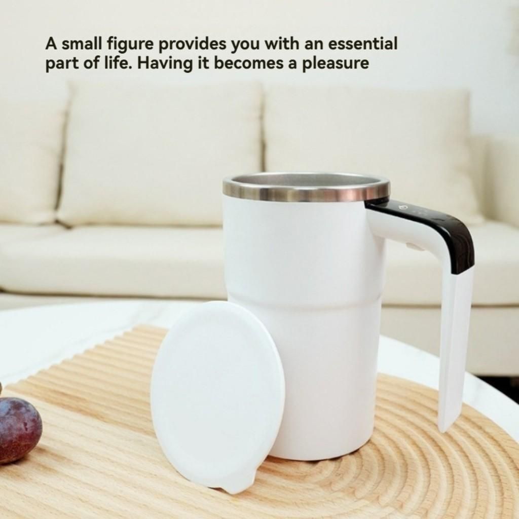 Electric Stirring Cup White 8x13.8cm 380ml with Temperature Display 1pc Kemu |Fashion Home Kitchen Beauty