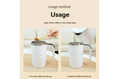Electric Stirring Cup White 8x13.8cm 380ml with Temperature Display 1pc Kemu |Fashion Home Kitchen Beauty