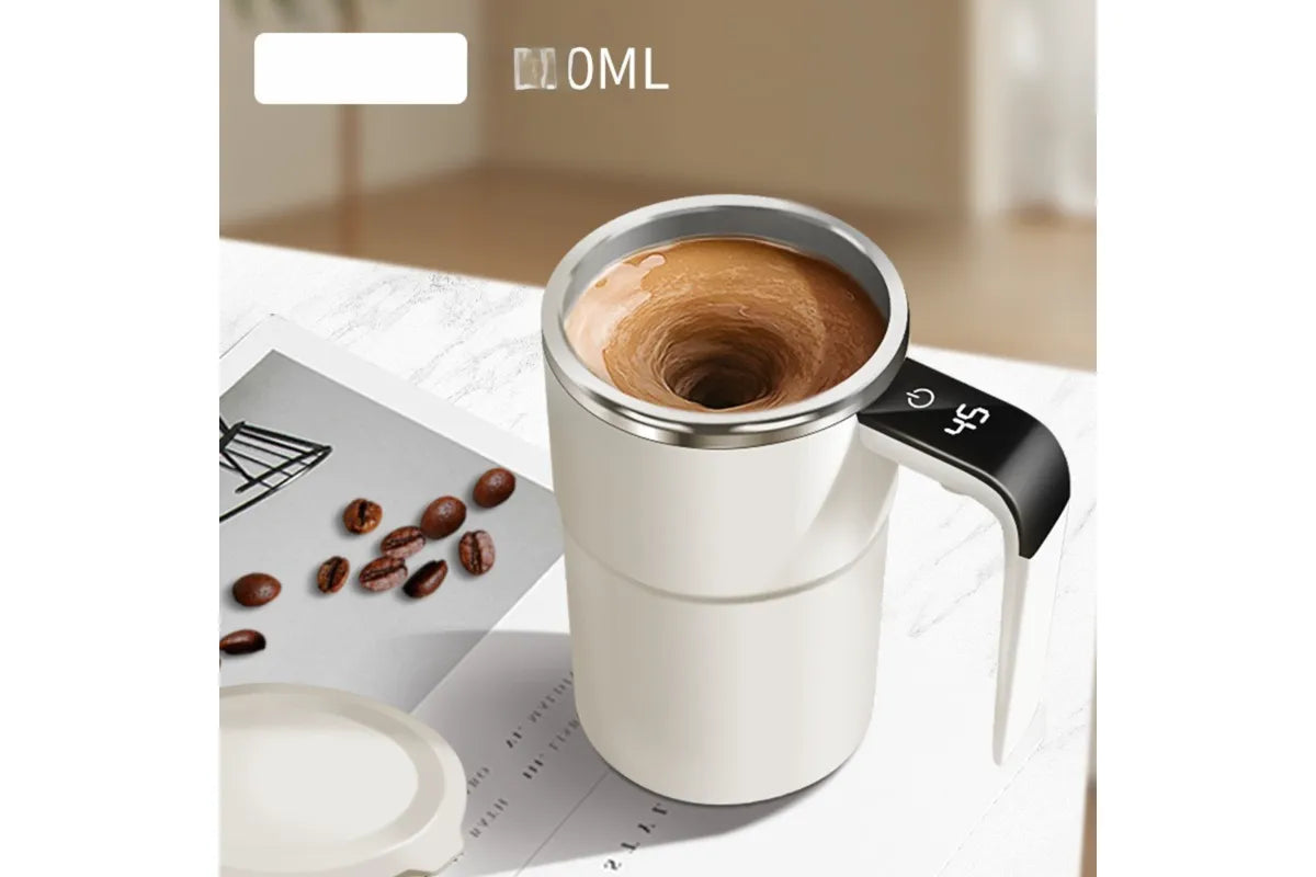 Electric Stirring Cup White 8x13.8cm 380ml with Temperature Display 1pc Kemu |Fashion Home Kitchen Beauty