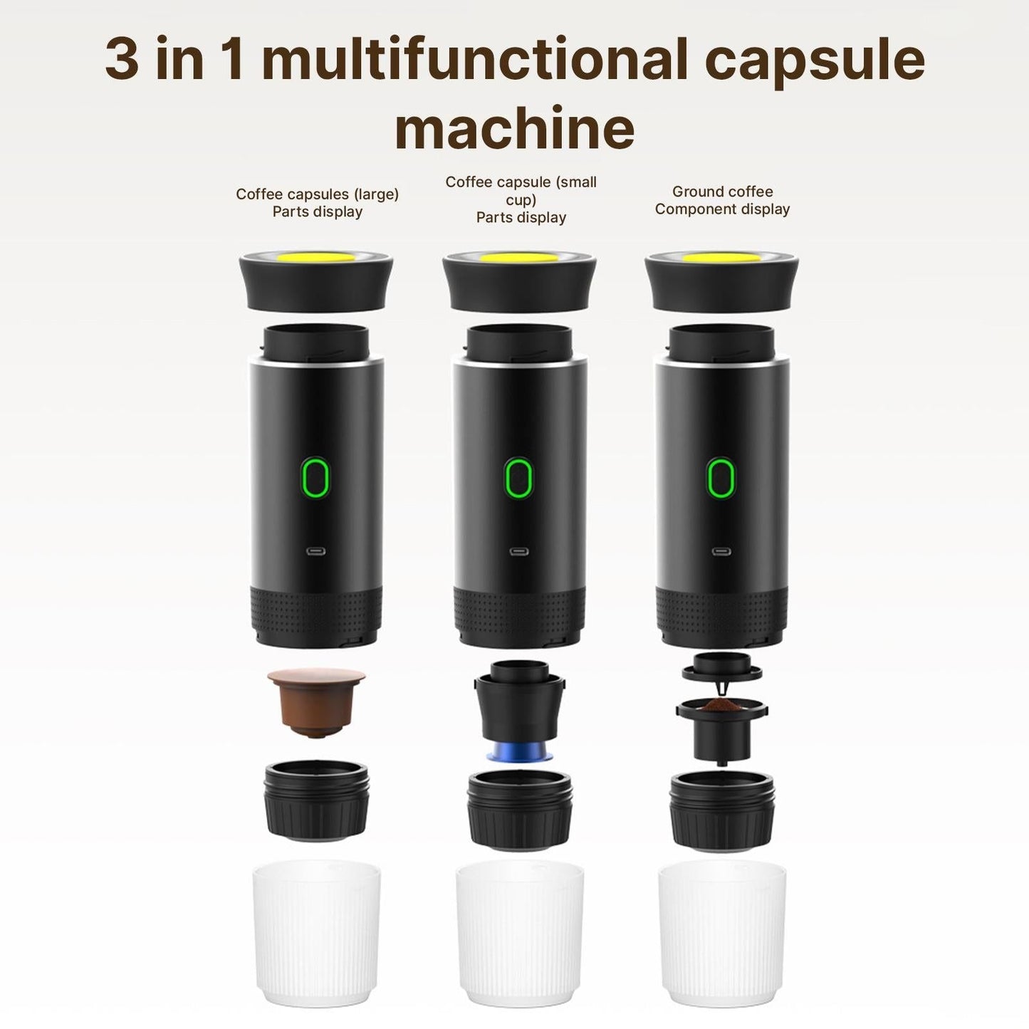 Portable Coffee Machine For Car Home Travel 3 In 1 Cordless Electric Coffee Maker Work Kemu |Fashion Home Kitchen Beauty