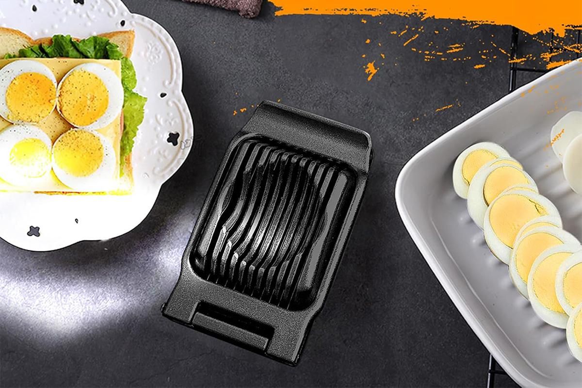 Aluminum Alloy Egg Slicer for Hard Boiled Eggs Strawberry Slicer for Salad-Black