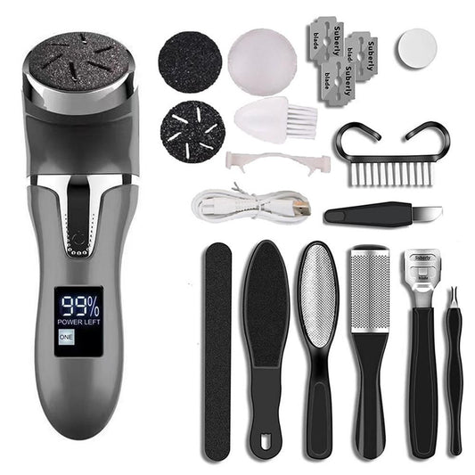 Electric Callus Remover for Feet Water-resistant 2 Speeds Pedicure Kit -Black and 12pcs kit Kemu |Fashion Home Kitchen Beauty