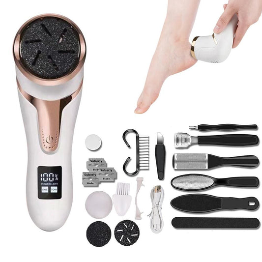 Electric Callus Remover for Feet Water-resistant 2 Speeds Pedicure Kit -White and 12pcs kit