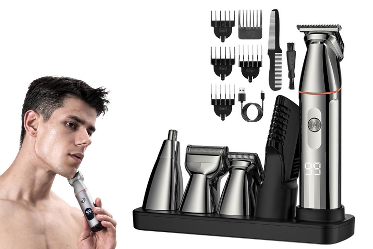 Professional Hair Clippers Trimmer Kit Washable Electric Razor Hair Trimmer For Men-Silver