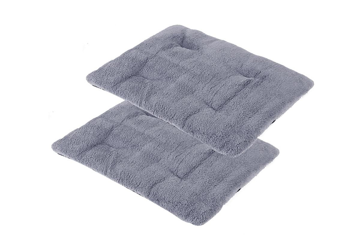 2Pcs Pet Blanket Self-Heating Bed Pad Cat Dog Self-Warming Cushion-Grey L