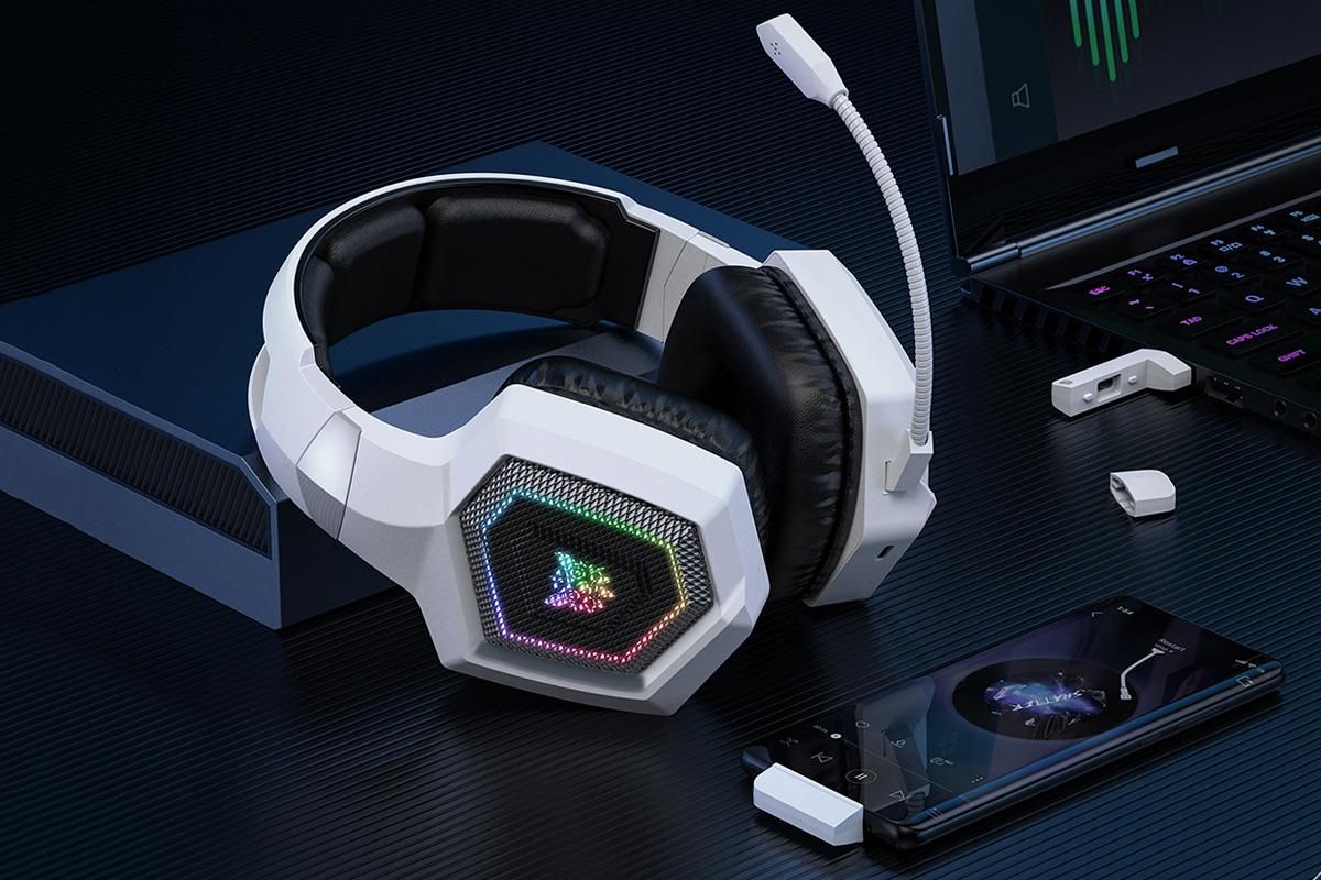2.4GHz Wireless Gaming Headset with Flip Microphone for PC-White Kemu |Fashion Home Kitchen Beauty