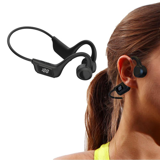 Bone Conduction Headphones Air Conduction Headphones Wireless Bluetooth 5.2 Sweatproof Sport Earphone -Black Kemu |Fashion Home Kitchen Beauty