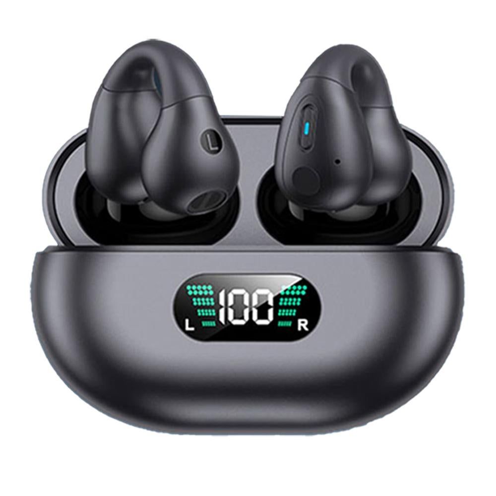 Bone Conduction Headphones Ear Clip On Bone Conduction Wireless Bluetooth 5.3 Earphones Sport Headphones -Black Kemu |Fashion Home Kitchen Beauty