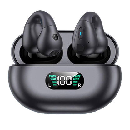 Bone Conduction Headphones Ear Clip On Bone Conduction Wireless Bluetooth 5.3 Earphones Sport Headphones -Black Kemu |Fashion Home Kitchen Beauty
