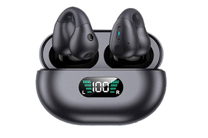 Bone Conduction Headphones Ear Clip On Bone Conduction Wireless Bluetooth 5.3 Earphones Sport Headphones -Black Kemu |Fashion Home Kitchen Beauty