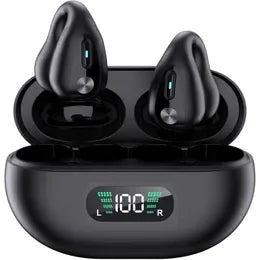 Bone Conduction Headphones Ear Clip On Bone Conduction Wireless Bluetooth 5.3 Earphones Sport Headphones -Black Kemu |Fashion Home Kitchen Beauty