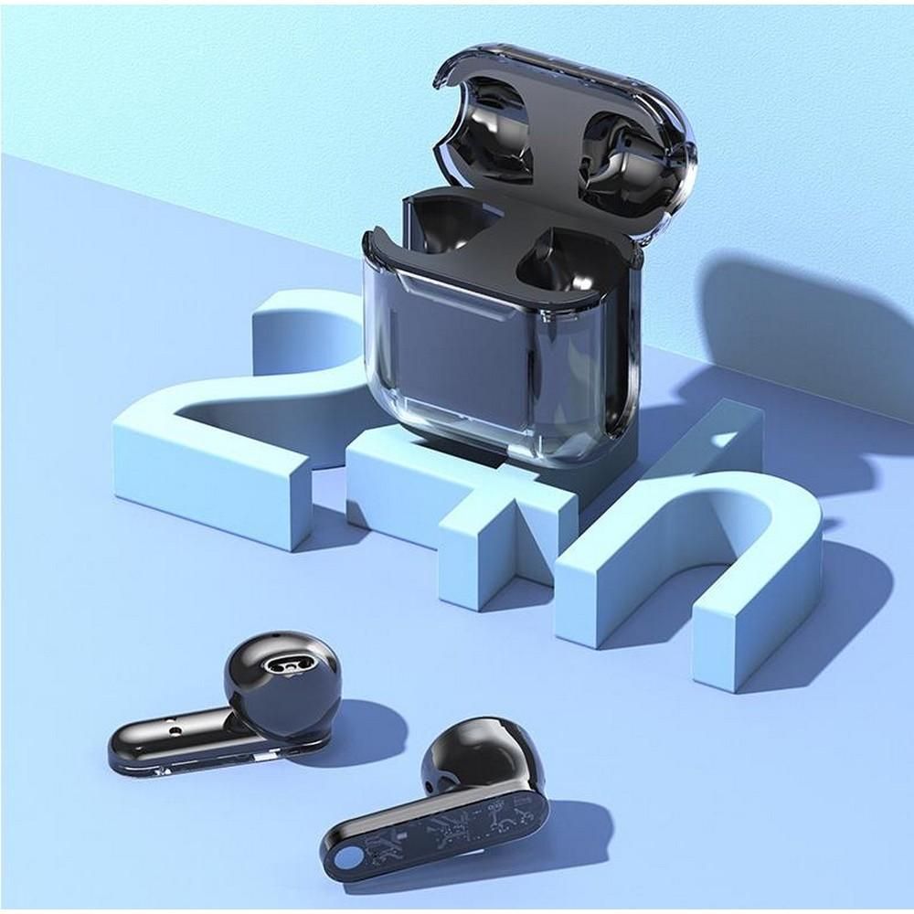 TWS Wireless Earphones 5.3 Bluetooth Headset with Mic HD Sound Auriculares Transparent Cute Half in Ear Headphones -Black Kemu |Fashion Home Kitchen Beauty