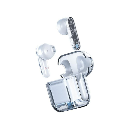 TWS Wireless Earphones 5.3 Bluetooth Headset with Mic HD Sound Auriculares Transparent Cute Half in Ear Headphones -Pink Kemu |Fashion Home Kitchen Beauty