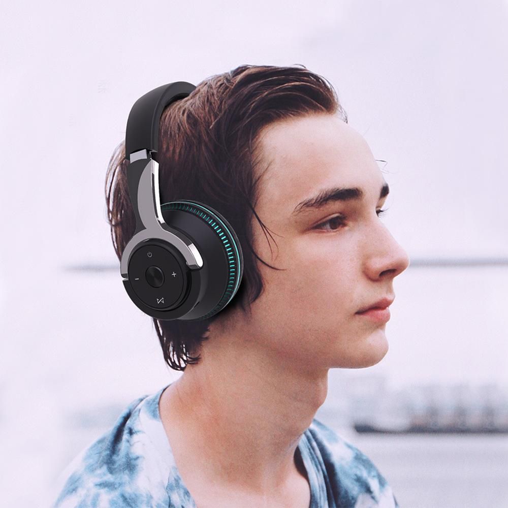 Wireless Bluetooth Headphones Over Ear Foldable Stereo Noise Cancelling Earphone for Travel Home Office -Black Kemu |Fashion Home Kitchen Beauty
